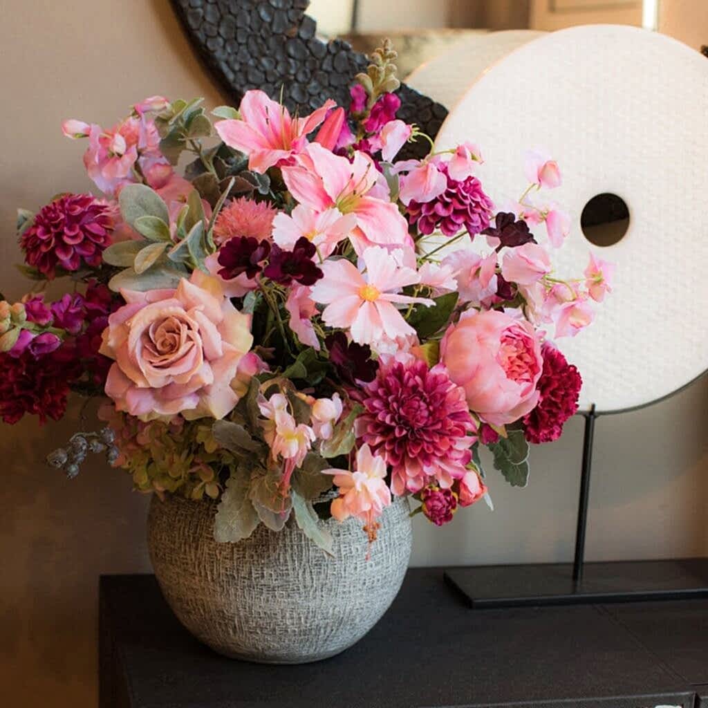 Mixed Silk Dusty Pink Arrangement - Pulbrook and Gould Flowers London