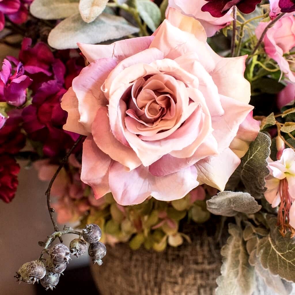 Mixed Silk Dusty Pink Arrangement - Pulbrook and Gould Flowers London