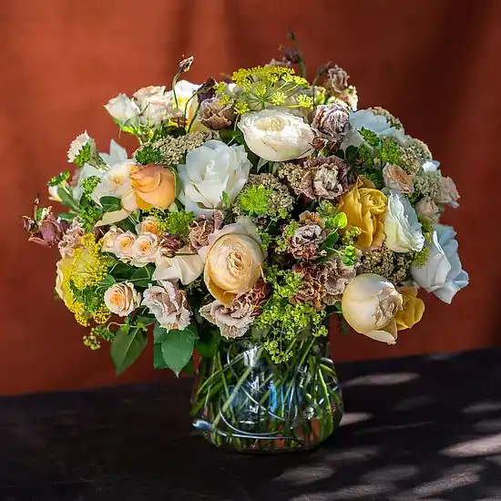 White and Peach Floral Harmony Bouquet - Pulbrook and Gould Flowers London